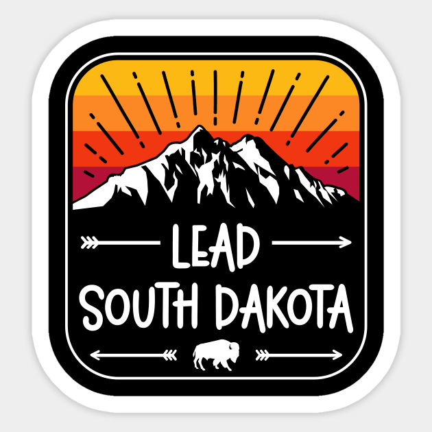 Lead South Dakota Vintage Mountain Sunset Sticker by SouthDakotaGifts